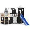 vidaXL Kinderhoogslaper met toren 80x200 cm grenenhout wit en zwart