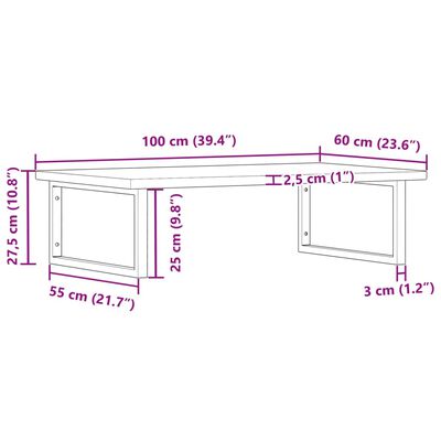 vidaXL Badkamer wandschap staal en massief eikenhout