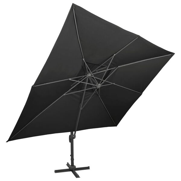 vidaXL Zwevende parasol met dubbele bovenkant zwart 400x300 cm