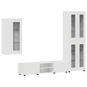 vidaXL Tv-meubelset met lade FLORIN 3 pcs Hoogglans wit Bewerkt hout