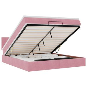 vidaXL Ottoman bed met matras en LED's 160x200cm fluweel roze
