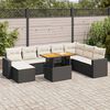 vidaXL 9-delige Loungeset met kussens poly rattan zwart