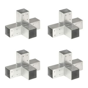 vidaXL Paalverbindingen 4 st X-vorm 71x71 mm gegalvaniseerd metaal