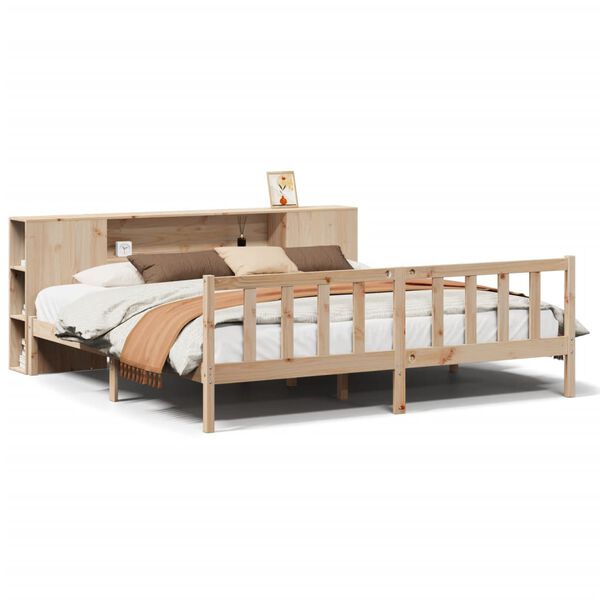 vidaXL Bed met boekenkast zonder matras massief grenenhout 180x200 cm