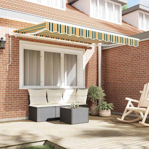 vidaXL Vervangingsdoek voor zonnescherm Groen en geel 3,5 x 2,5 m