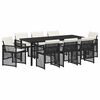 vidaXL Tuin eettafelset 9 st Zwart poly rattan