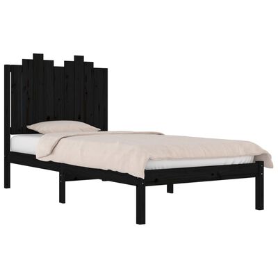 vidaXL Bedframe massief grenenhout zwart 90x190 cm