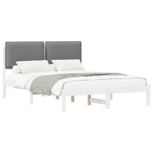 vidaXL Bedframe met Gevoerd Hoofdgedeelte Lichtgrijs 135 x 190 cm