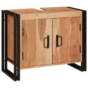 vidaXL Wastafelkast met plank Bruin 71 x 33 x 58 cm Massief Acaciahout
