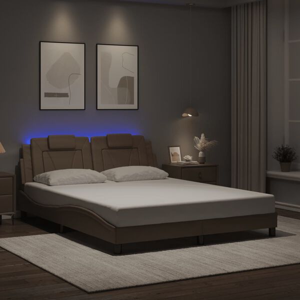 vidaXL Bedframe "Viana" met LED zonder matras cappuccino 160x200 cm