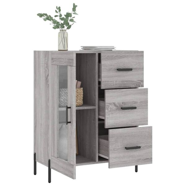 vidaXL Dressoir 69,5x34x90 cm bewerkt hout grijs sonoma eikenkleurig