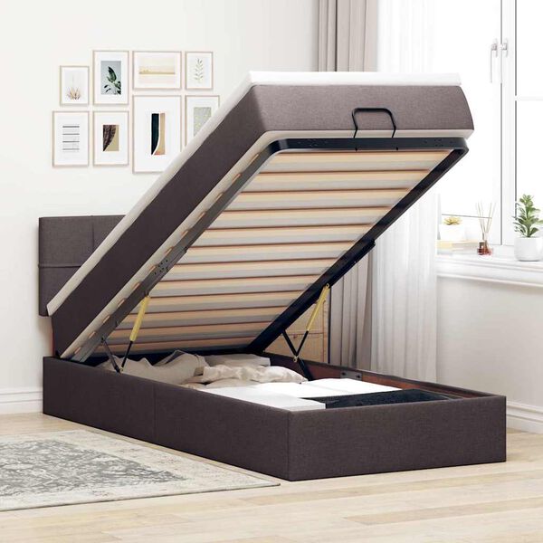 vidaXL Ottoman bed met matras en LED's 90x190cm stof donkerbruin