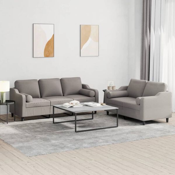 vidaXL 2-delige Loungeset met kussens stof taupe