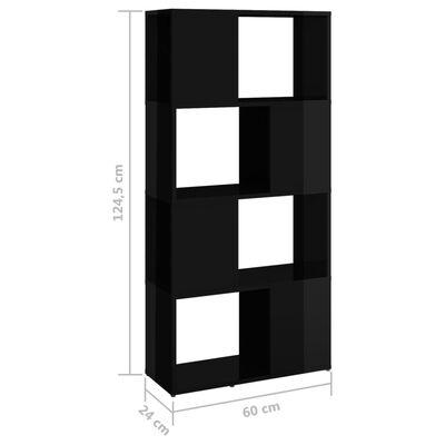 vidaXL Boekenkast/kamerscherm 60x24x124,5 cm hoogglans zwart