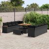 vidaXL Tuinbankenset met kussen 12 pcs Zwart poly rattan