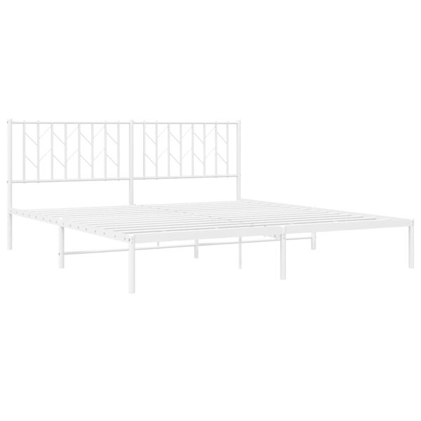 vidaXL Bedframe met hoofdbord metaal wit 183x213 cm