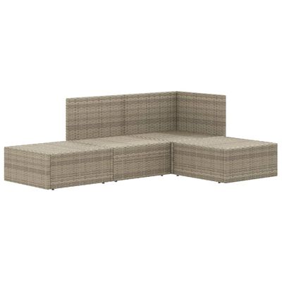 vidaXL 4-delige Loungeset met kussens poly rattan grijs