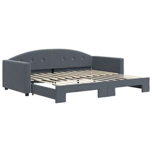 vidaXL Slaapbank met onderschuifbed 90x200 cm fluweel donkergrijs