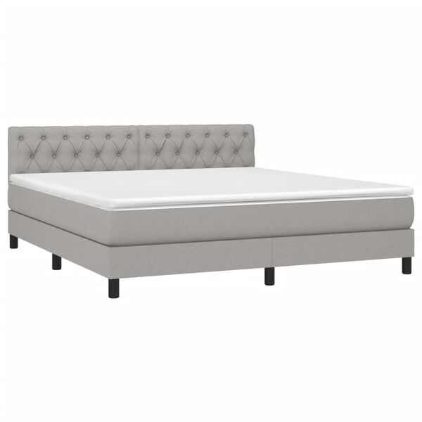 vidaXL Boxspring met matras en LED stof lichtgrijs 160x200 cm