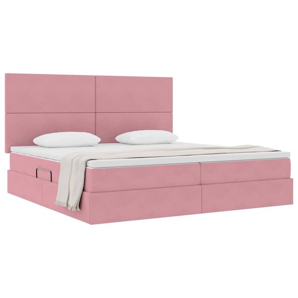 vidaXL Opslag bed met matras met matras Roze 200 x 200 cm Fluweel