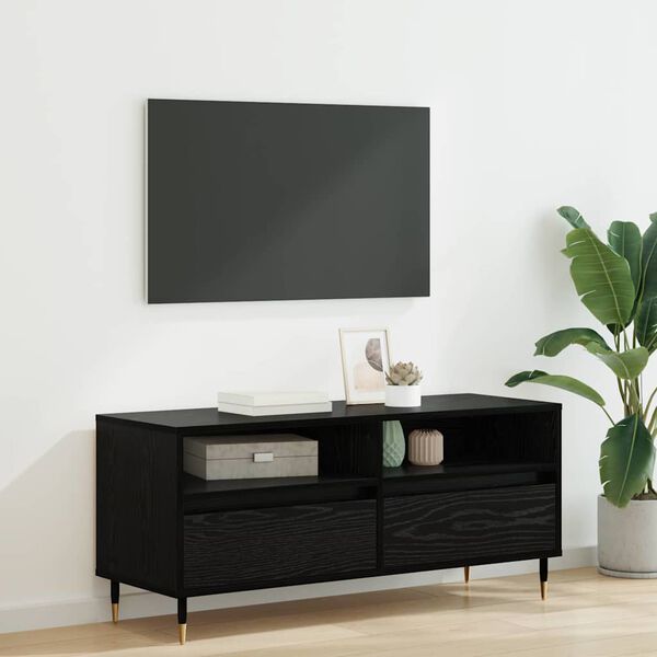vidaXL TV-kast met lade Zwart Eiken 100 x 34,5 x 44,5 cm
