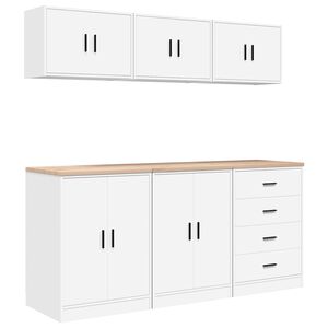 vidaXL Garagekasten 6 st spaanplaat wit