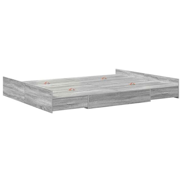 vidaXL Opbergbedframe met lade Grijs Sonoma 140 x 200 cm Bewerkt hout
