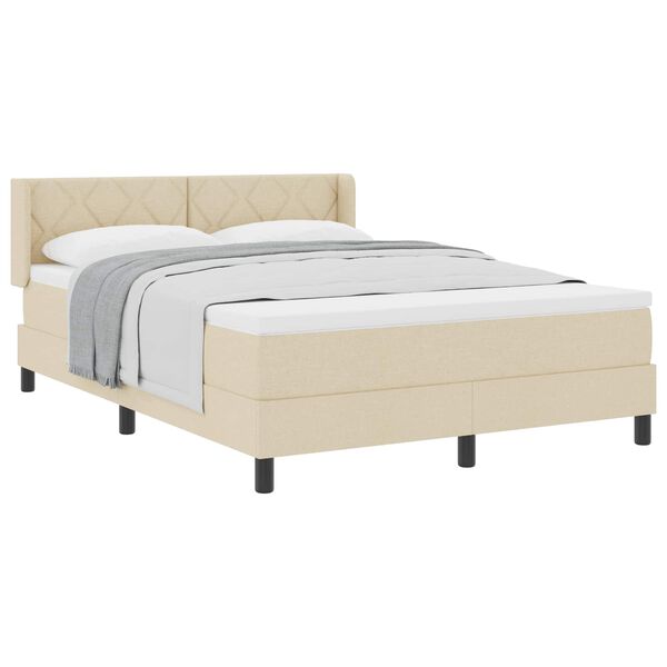 vidaXL Boxspringbed met matras Cr&egrave;me 200 x 160 cm Polyester