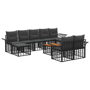 vidaXL Buiten bankenset 10 st Zwart en Donkergrijs Polyester