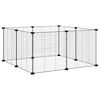 vidaXL Huisdierkooi met 8 panelen, zwart, 70x70x35 cm, staal