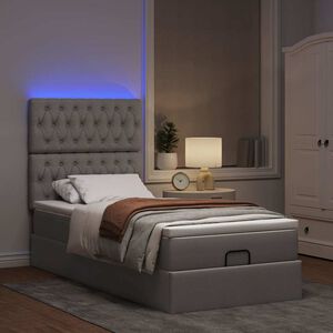 vidaXL Bed poef met matras en LED's 90x200 cm stof taupe