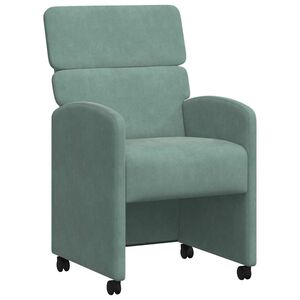 vidaXL Eetkamerstoelen met Wieltjes 2 st Fluweel Zeegroen