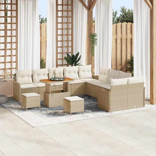 vidaXL Tuin Sofa Set met kussen met opslag 13 pcs Beige en Cr&egrave;me