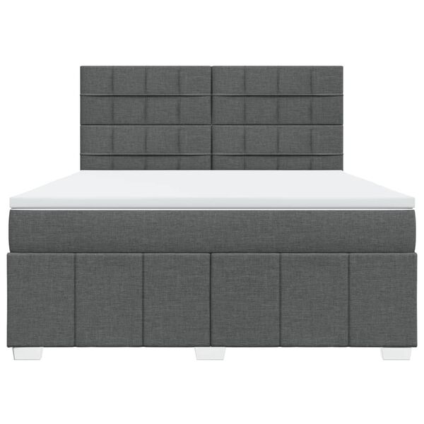 vidaXL Boxspring met matras stof donkergrijs 180x200 cm