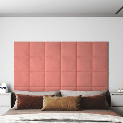 vidaXL Wandpanelen 12 st 1,08 m² 30x30 cm fluweel roze