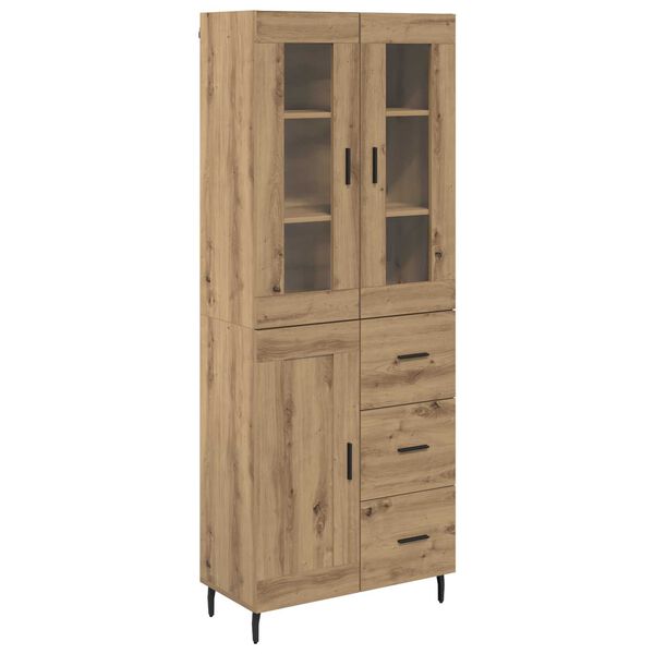 vidaXL Hoge kast met lade 2 pcs Artisan Eiken Geengineerd Hout en Glas