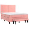 vidaXL Boxspring met matras fluweel roze 140x190 cm