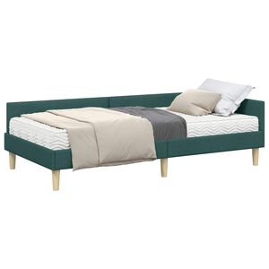 vidaXL Hoekbedframe met Matras met matras 2 pcs Groen Stof