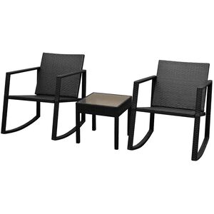 vidaXL 3-delige Bistroset poly rattan zwart