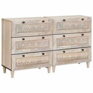 vidaXL Dressoir 2 pcs Wit 120 x 33,5 x 75 cm massief mangohout