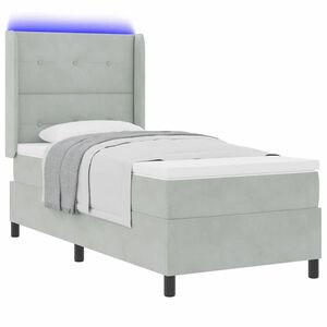 vidaXL Boxspringbed met matras met LED Lichtgrijs 90 x 200 cm Fluweel