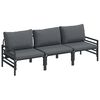 vidaXL Tuinbankenset met kussen 3 pcs Zwart Staal