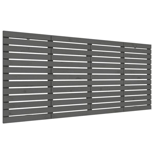 vidaXL Hoofdbord wandmontage 206x3x91,5 cm massief grenenhout grijs