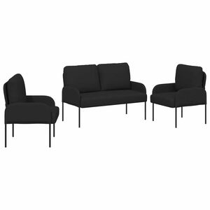 vidaXL Sofa-Sets 3 st Zwart Multiplex