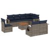 vidaXL 9-delige tuinbankset met kussens, grijs polyrotan