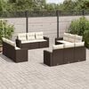 vidaXL 12-delige Loungeset met kussens poly rattan bruin
