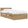 vidaXL Bedframe met lade met opslag 2 st Artisanaal eiken Bewerkt hout