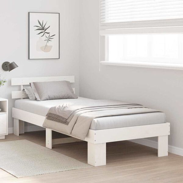 vidaXL Bedframe met hoofdeinde Wit 80 x 200 cm Massief grenenhout