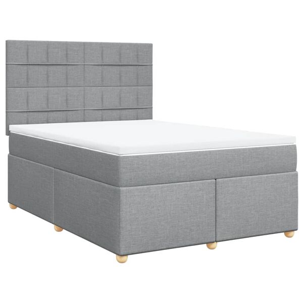 vidaXL Boxspring met matras stof lichtgrijs 160x200 cm