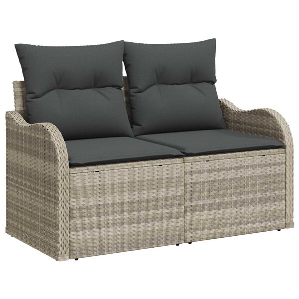 vidaXL Tuin Sofa Set met kussen 8 pcs Lichtgrijs Poly riet